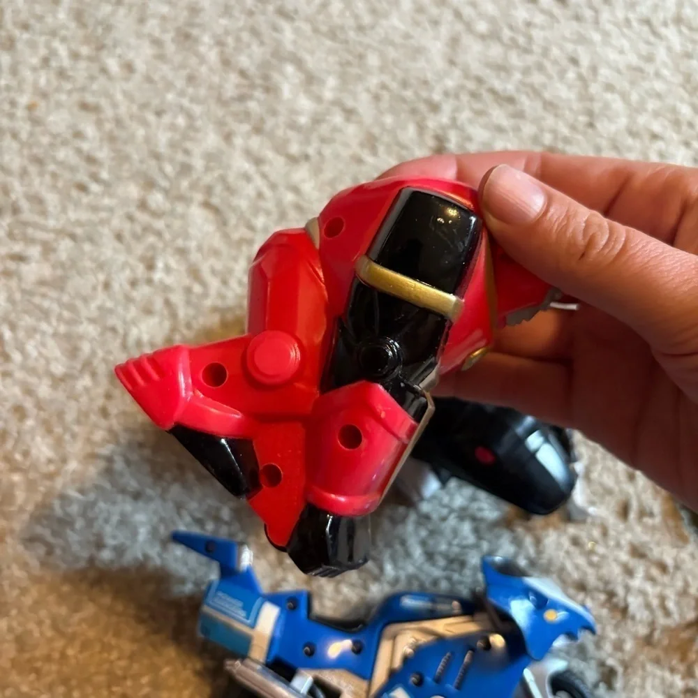 Vintage Power Ranger Action Figure Set Motorcycle Triceratops Battle Bike